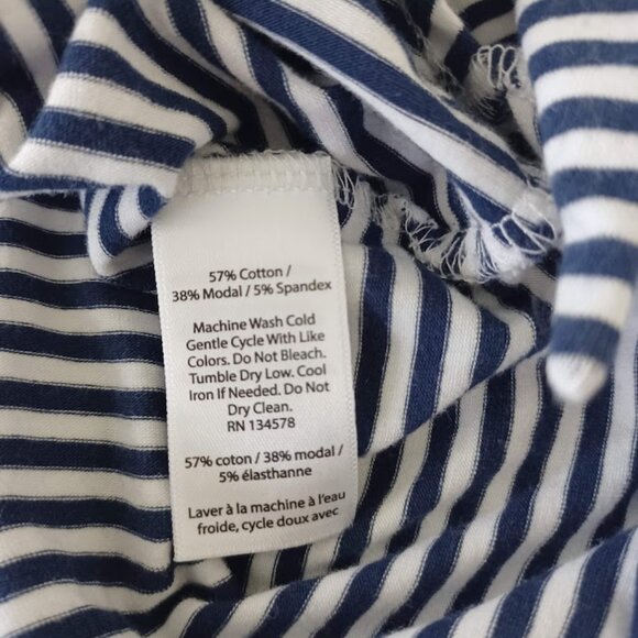 Vineyard Vines Women’s M Long Sleeve Top Navy White Striped Tie Front Cotton - Picture 3 of 5